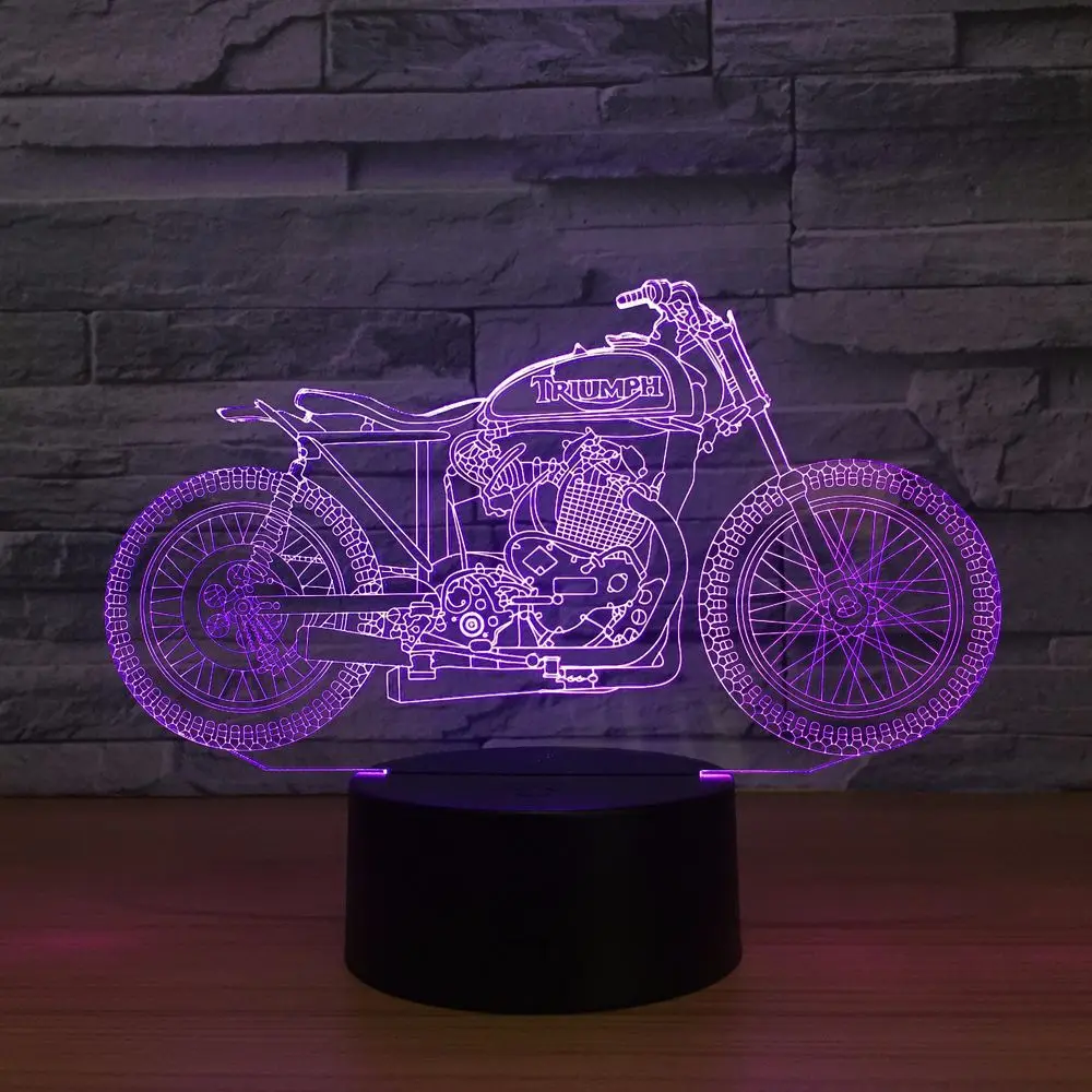 New Motorcycle Remote Control Touch  3d Night Light Illusion Color ChangeLed Visual Stereo 3d Light Fixtures