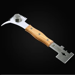 Multi-Functional Bee Hive Scraper: Seven-Purpose Beekeeper Scraper, Beekeeping Tools with Stainless Steel Thumb-Type Wooden Hand