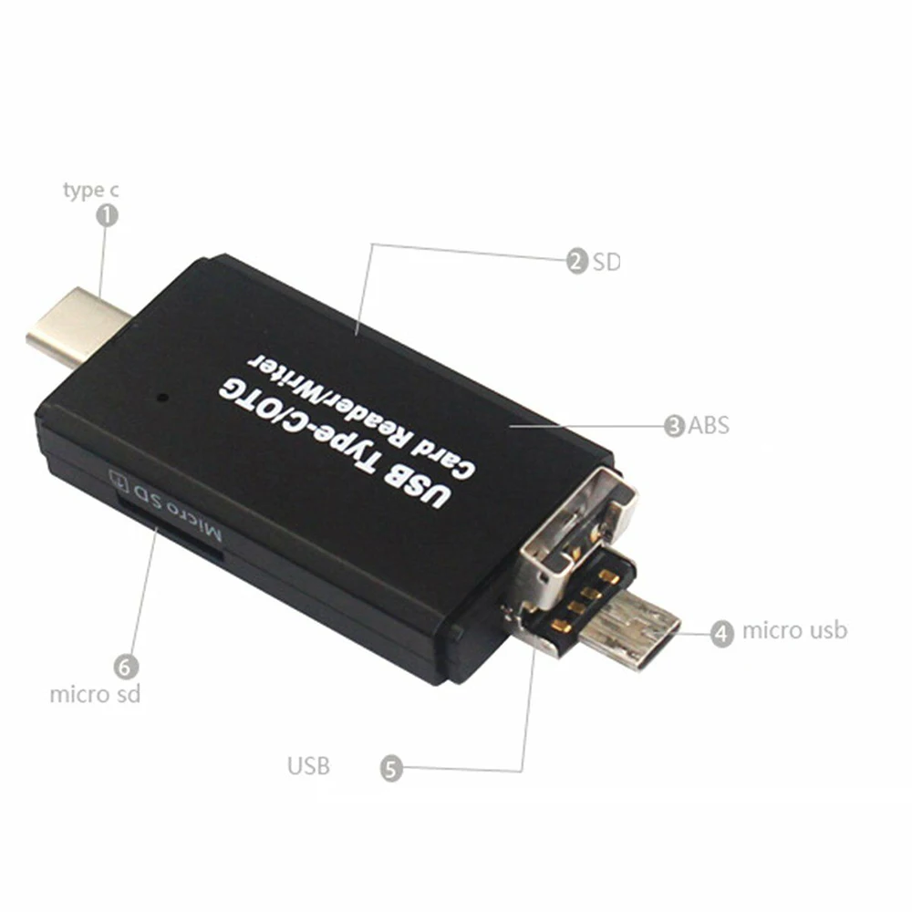 Multi 3 In 1 tipo C/Micro USB/USB lettore di schede OTG USB 2.0 universale OTG TF/SD ad alta velocità per intestazioni di estensione del Computer Android
