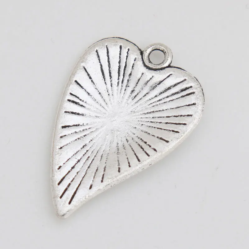 RAINXTAR Fashion Antique Silver Color Heart Charms With Star And Heart Raised 17*26mm 20pcs AAC704