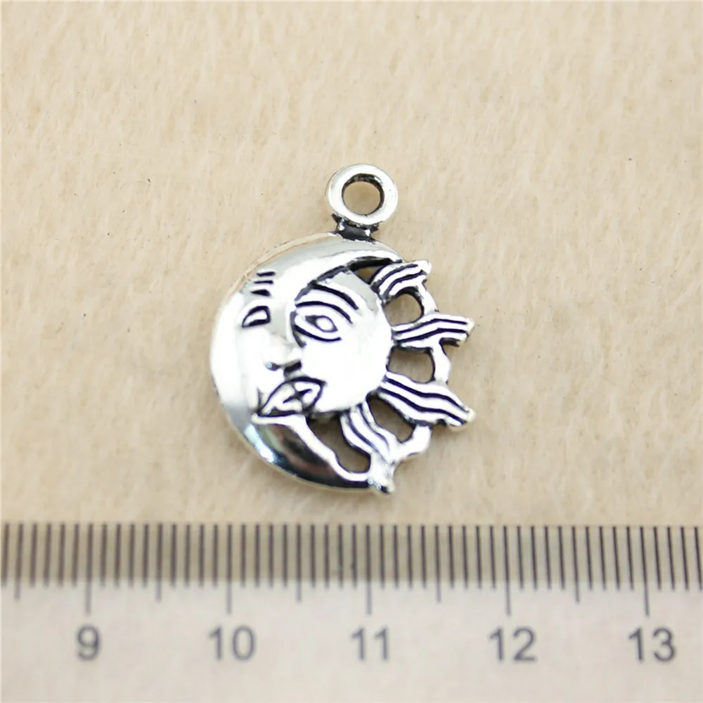 19pcs/lot 26*20mm ancient silver Moon And Sun charm Pendants DIY jewelry for bracelet necklace earring