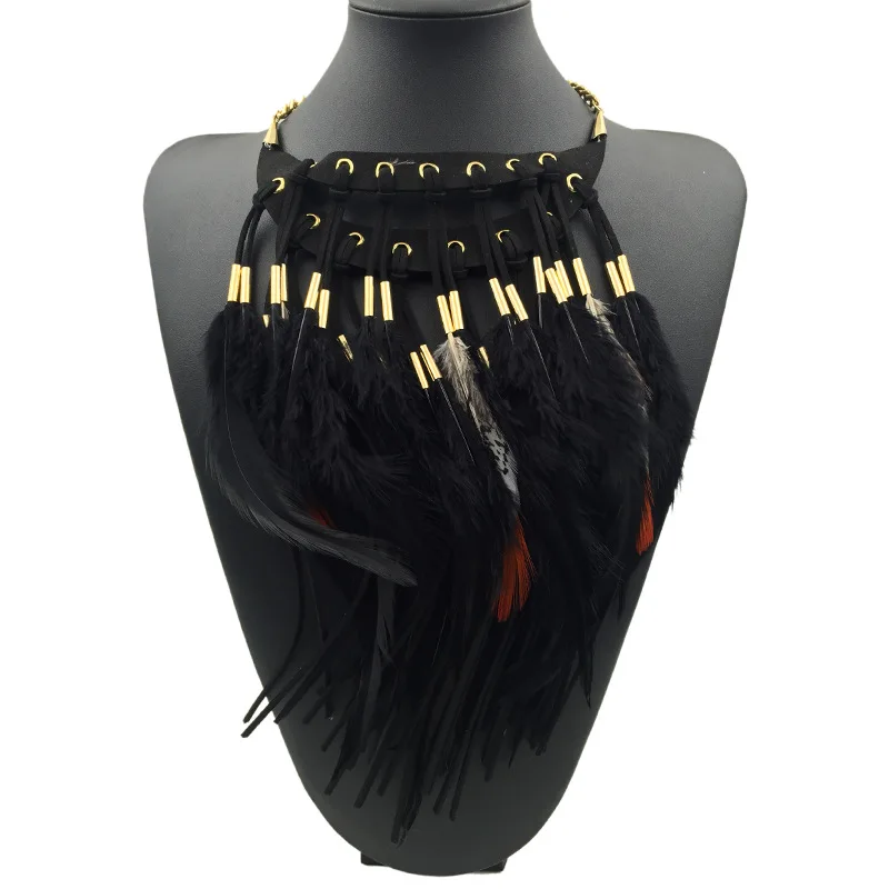 Multi-ethnic Elegant Fashion Statement Necklace 2023 New Latest Design Choker Feather Necklaces & Pendants Women Bijoux Jewelry