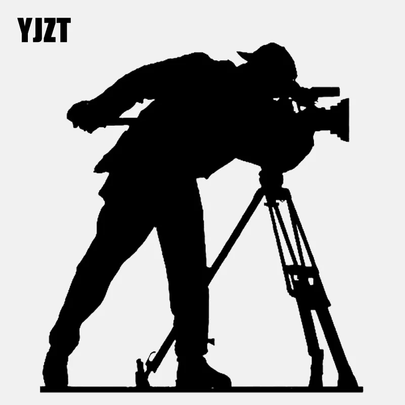 YJZT 13CM*14CM Interesting Camera Video Movie Producer Vinyl Black/Silver Car Sticker C22-0837