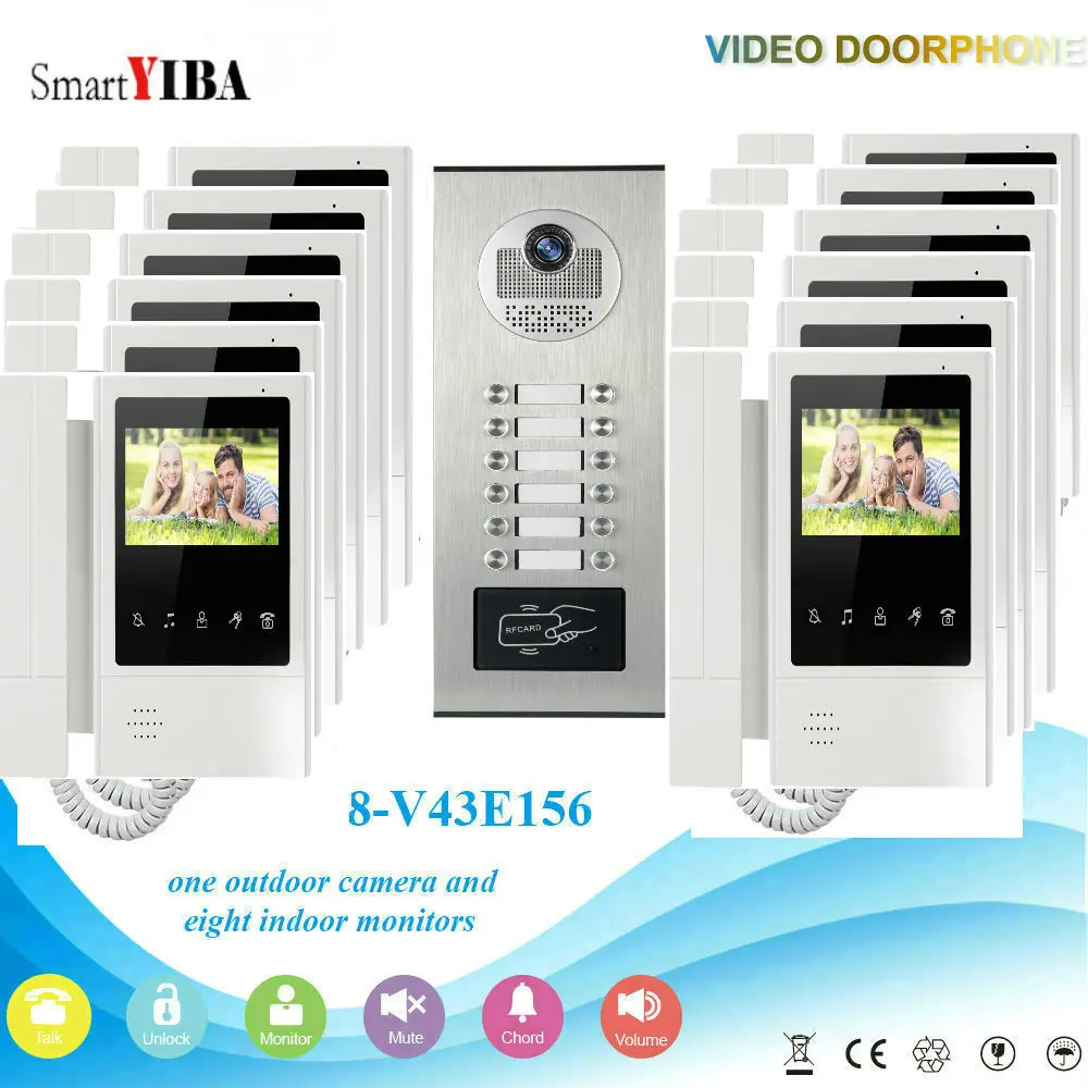 Smartyiba Video Deur Telefoon 2/3/4/6/8/10/12 Multi Units Appartementen Kleur Monitor Deurbel Home Video Intercom