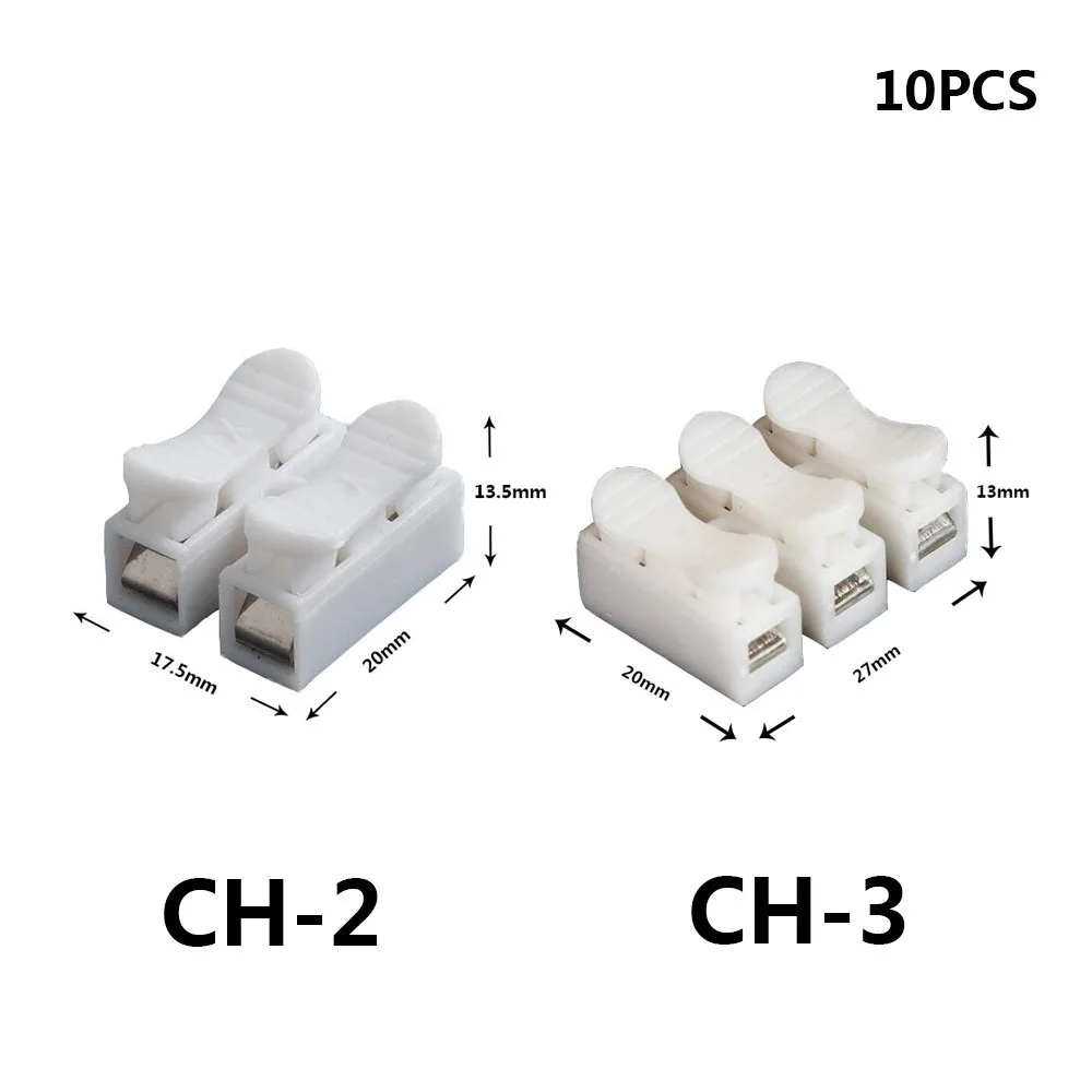 10pcs/lot CH-2 CH-3 Spring Wire Quick Connector 2p 3p G7 Electrical Crimp Terminals Block Splice Cable Clamp Easy Fit Led Strip