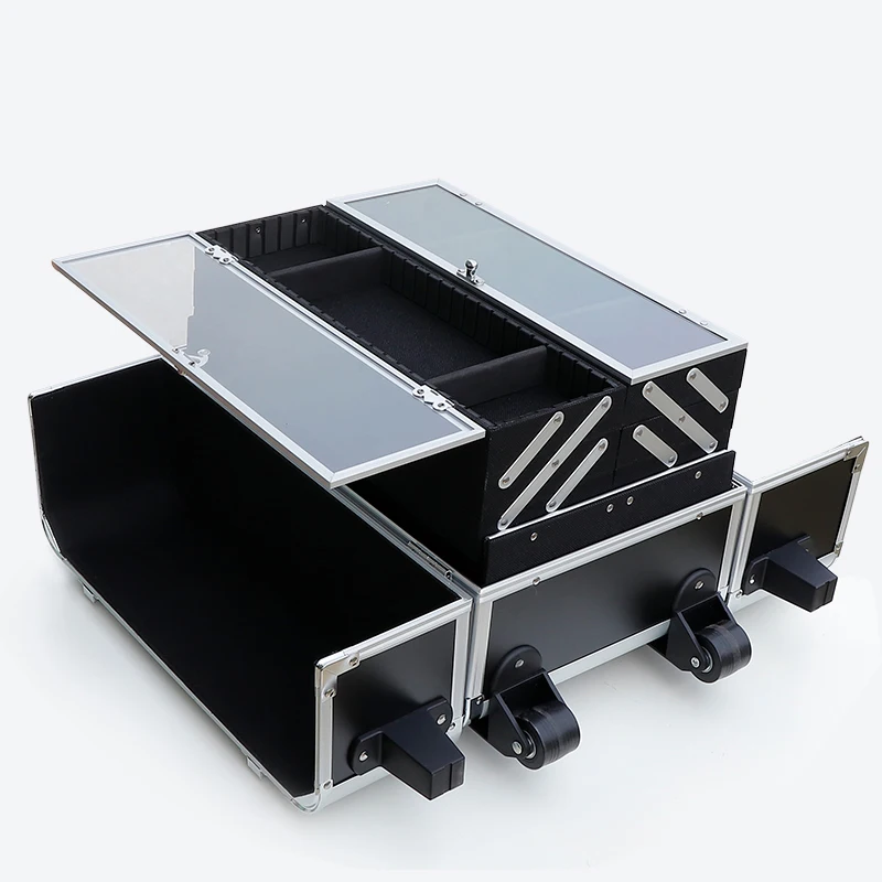 New Women Trolley Cosmetic case on Wheels,Nails Makeup Toolbox, Multifunction Beauty Tattoo Box Rolling Luggage Trolley Suitcase