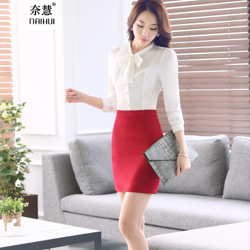 Lenshin Autumn women's Tie shirt long-sleeve slim bow blouse white office ladies blusa feminino tops