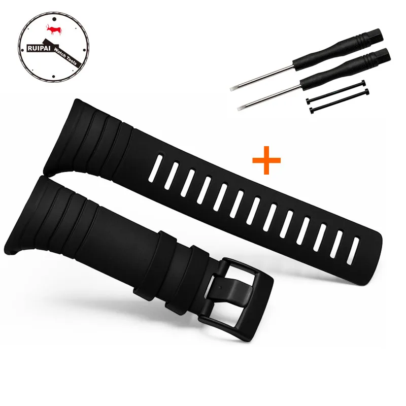 TPU Rubber Wristband Sport Watch StrapReplacement Watchbands Black Watch Strap For SUUNTO CORE Series Watches