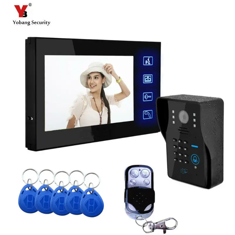 7 inch Wired Video Door Phone Home Intercom for Apartment Street Doorbell Camera RFID Call Panel Unlock Talk Waterproof