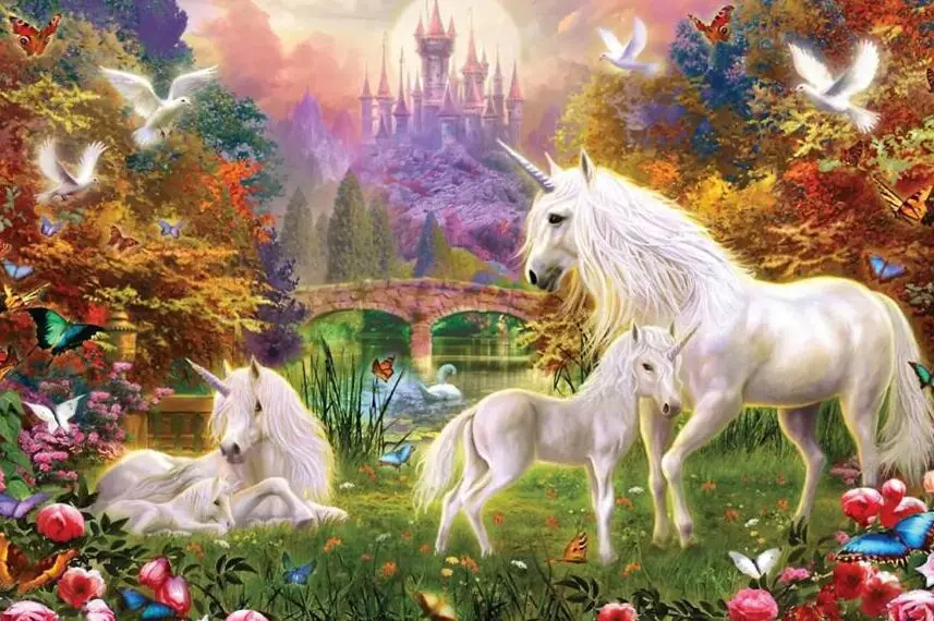 unicorn The wooden puzzle 1000 pieces ersion  jigsaw puzzle white card adult children's educational toys