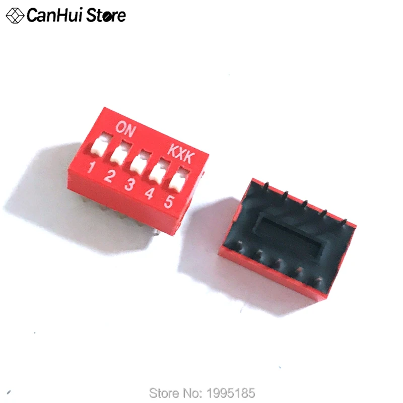 10pcs Slide Type Switch Module 1 2 3 4 5 6 7 8 PIN 2.54mm Position Way DIP Red Pitch Toggle Switch Red Snap Switch Dial Switch