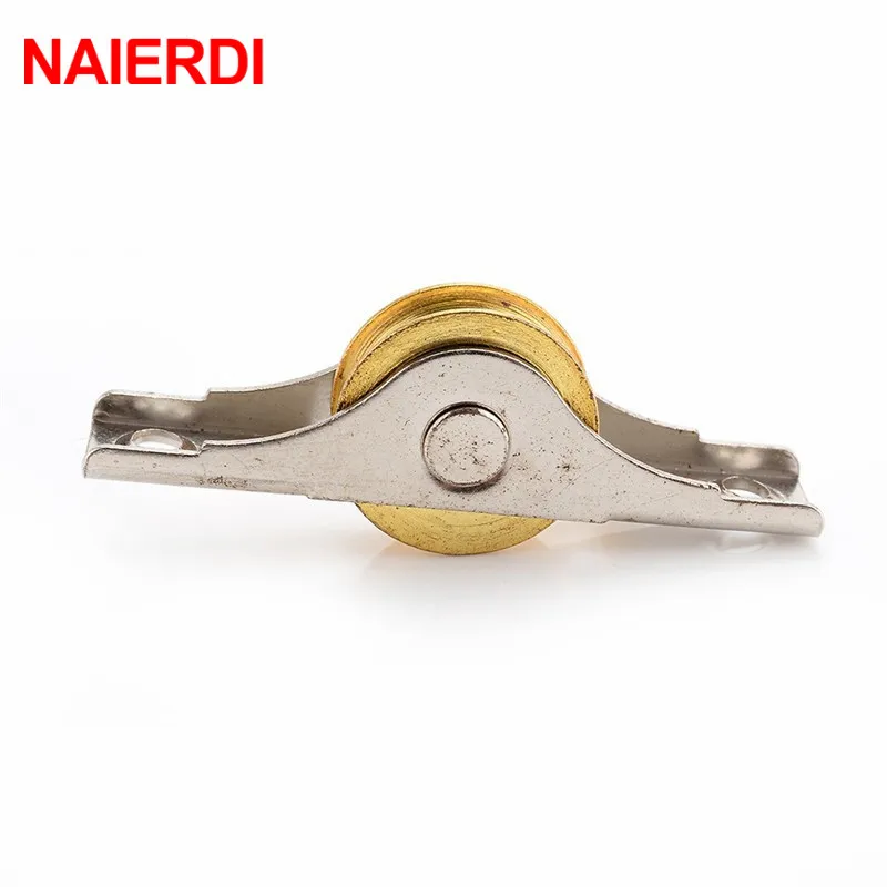 NAIERDI 2PCS Sliding Door Roller Cabinet Copper Caster Wheel Pulley For Wardrobe Window Furniture Hardware