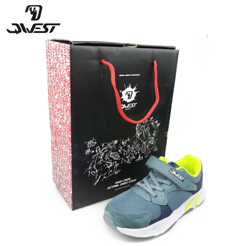 QWEST Spring& Summer Leisure Sports Running Shoes Hook& Loop Outdoor Blue Sneakers for Boy Size 30-36 Free Shipping 91K-NQ-1268