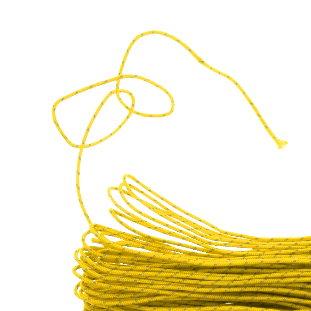 20M 1.8MM Nylon Camping Tent Awning Reflective Guyline Rope Runners Cord - Yellow For Camping Tent  Awning Canopy Accessory