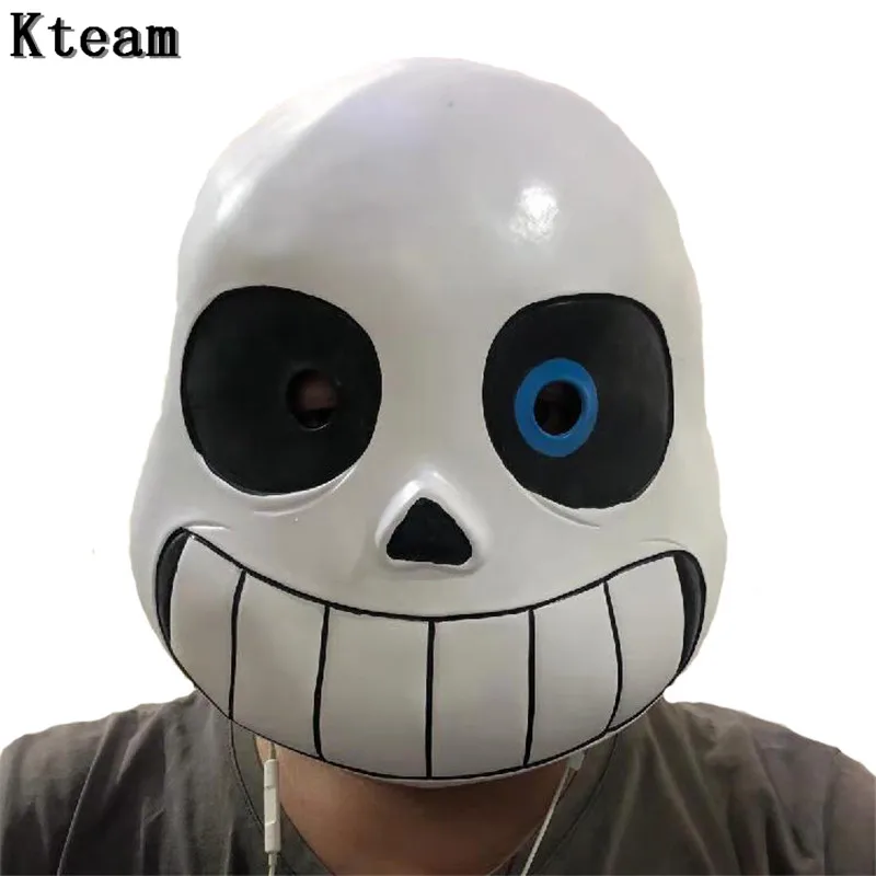 Hot Fun Sans Cosplay Mask Undertale COOL SKELETON Halloween Skull Cos Headgear Adult Cosplay Accessory White Black Blue Eye Mask