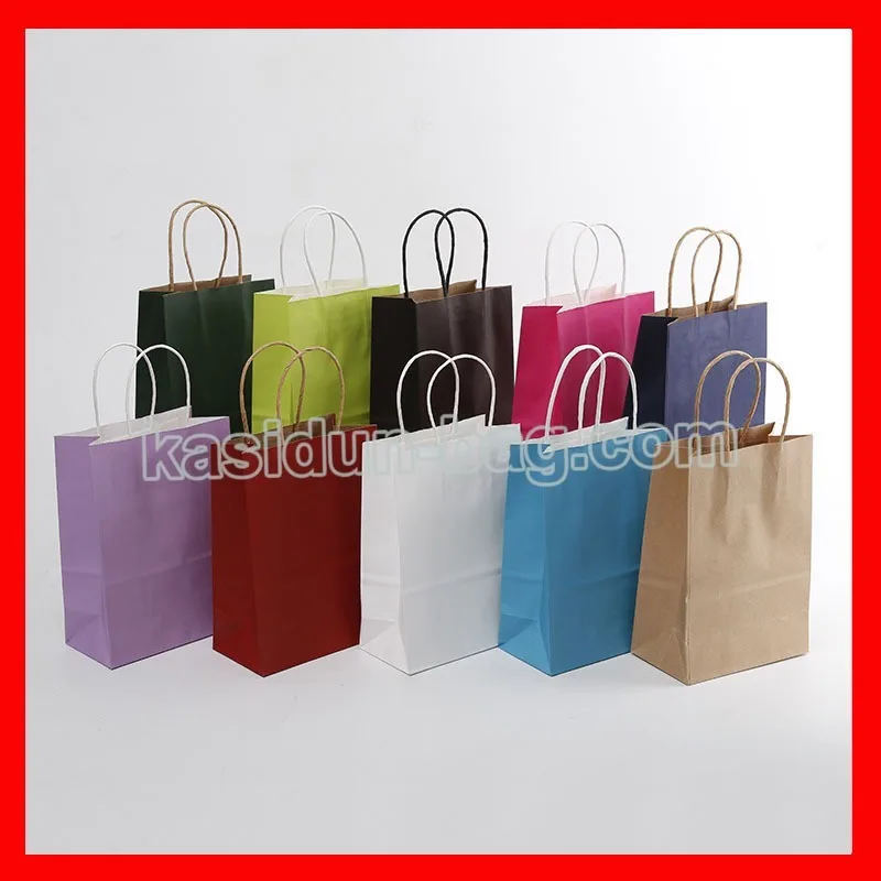 Pack of 100 Custom Logo Gift Paper Bags with Handles