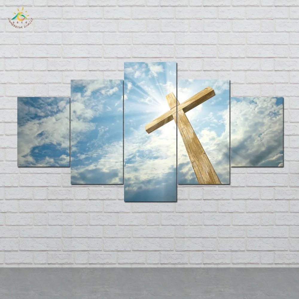 

Cross Against the Sky Modern Canvas Art Prints Poster Wall Painting Home Decoration Artwork Wall Art Pictures 5 Pieces