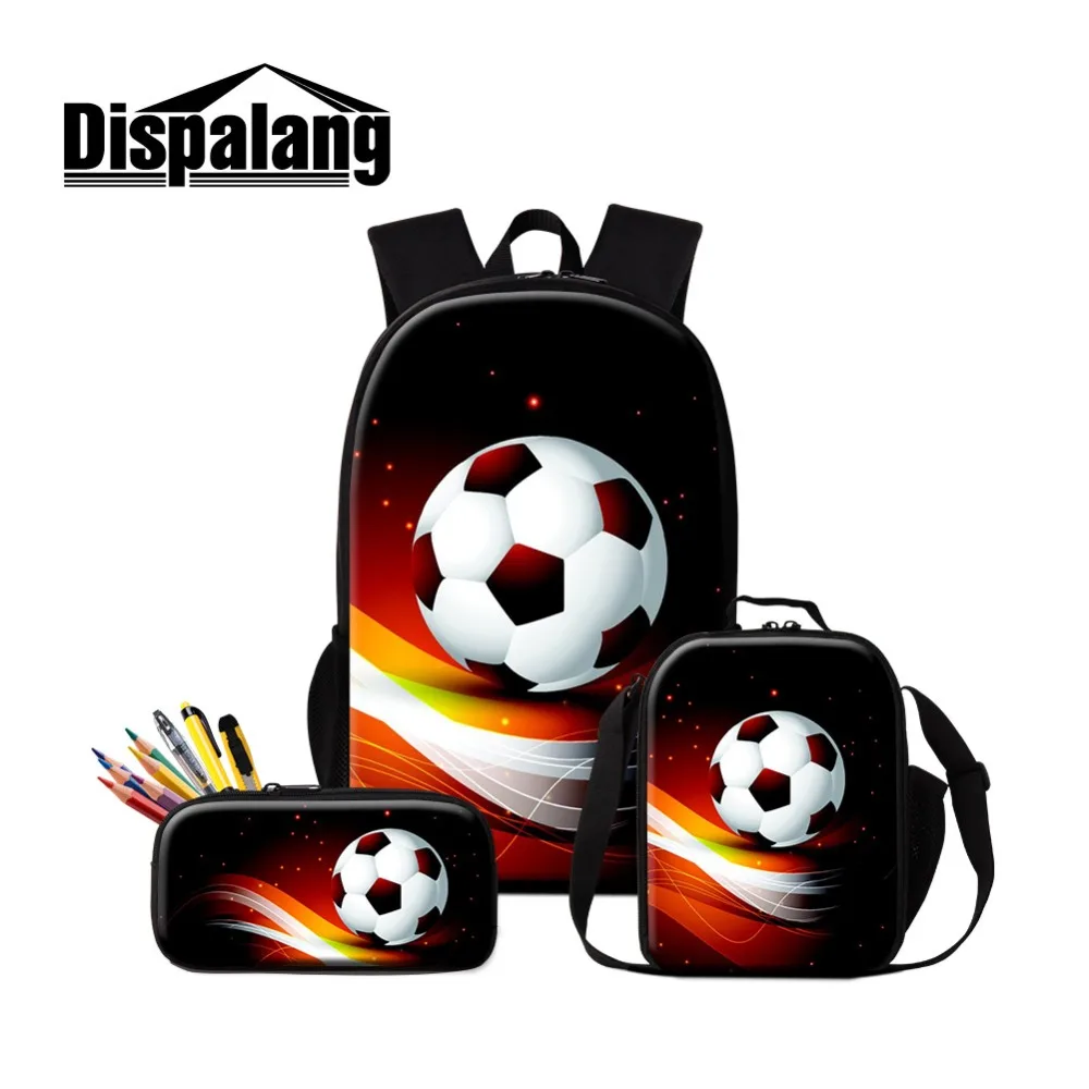 Dispalang Dropshipping Soccerl Backpack and Cooler Lunch Sack Bag for Boy Foot Ball Printed School Bag for Children Pencil Case