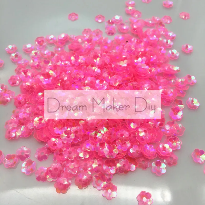 5000pcs (50g) 5mm Plum Blossom Transparent Pink AB Cup Loose Sequin Paillette Sewing,Wedding Craft,Kids DIY Garment Accessorie