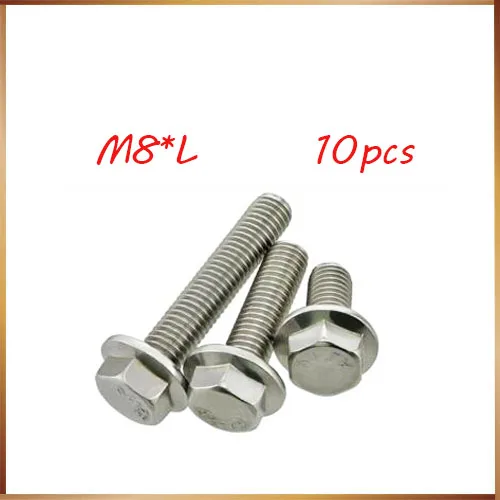 

Flange bolt 10pcs/lot M8*10*12/16/20/25/30/35/40/45/50 Stainless steel hex flange bolt serrated flanged bolt