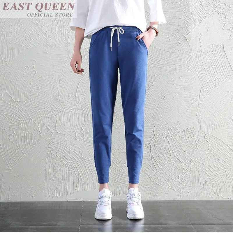 Harem pants women high quality casual summer fashion trousers elastic high waist loose solid color ankle-length pants DD507 L