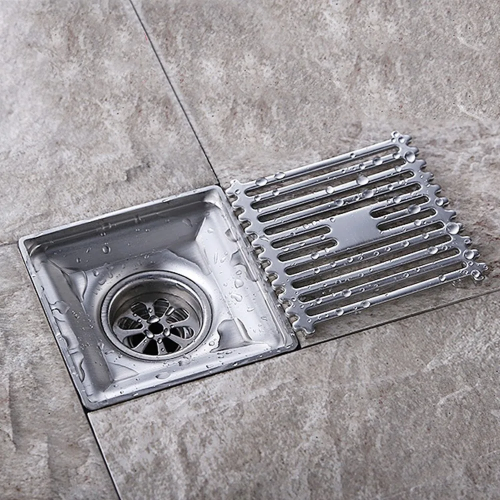 Brushed 4 inches 100*100mm stainless steel bathroom toilet floor drain Shower room drainer square shape