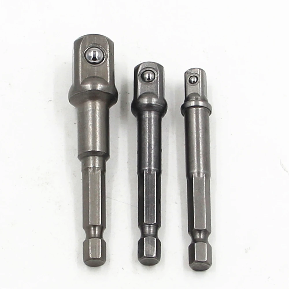 3pcs CRV Long Sleeve Connecting Head 1/2 Wind Batch Convert 3/8 1/4 Suite Angle Drill Nut Driver Extension Rod Metalworking