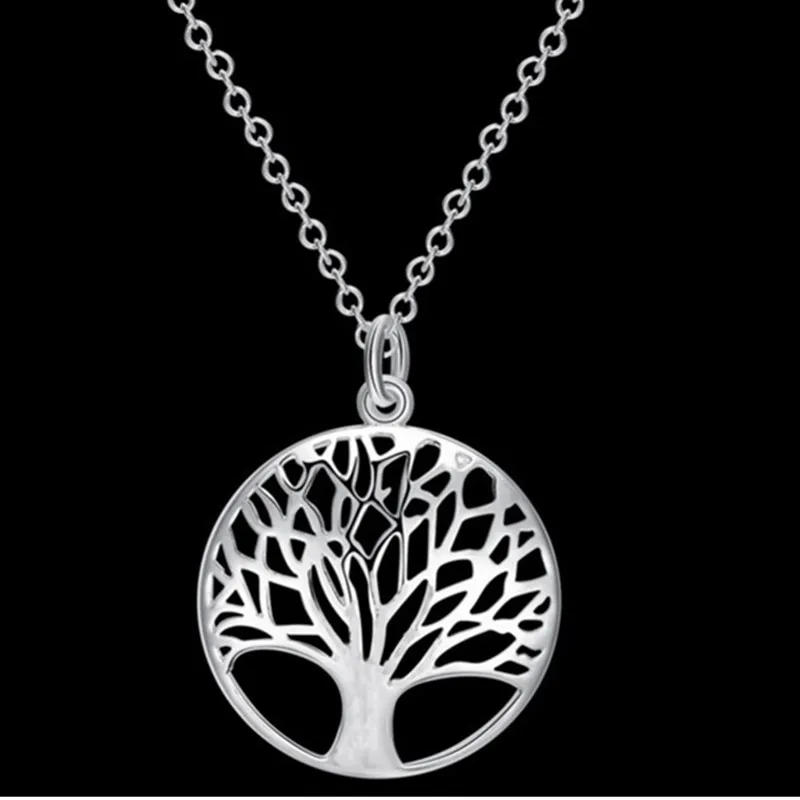 2024 round hollow wishing tree pendant necklace life tree Tree Of Life pendant necklace jewelry fashion cute wedding part