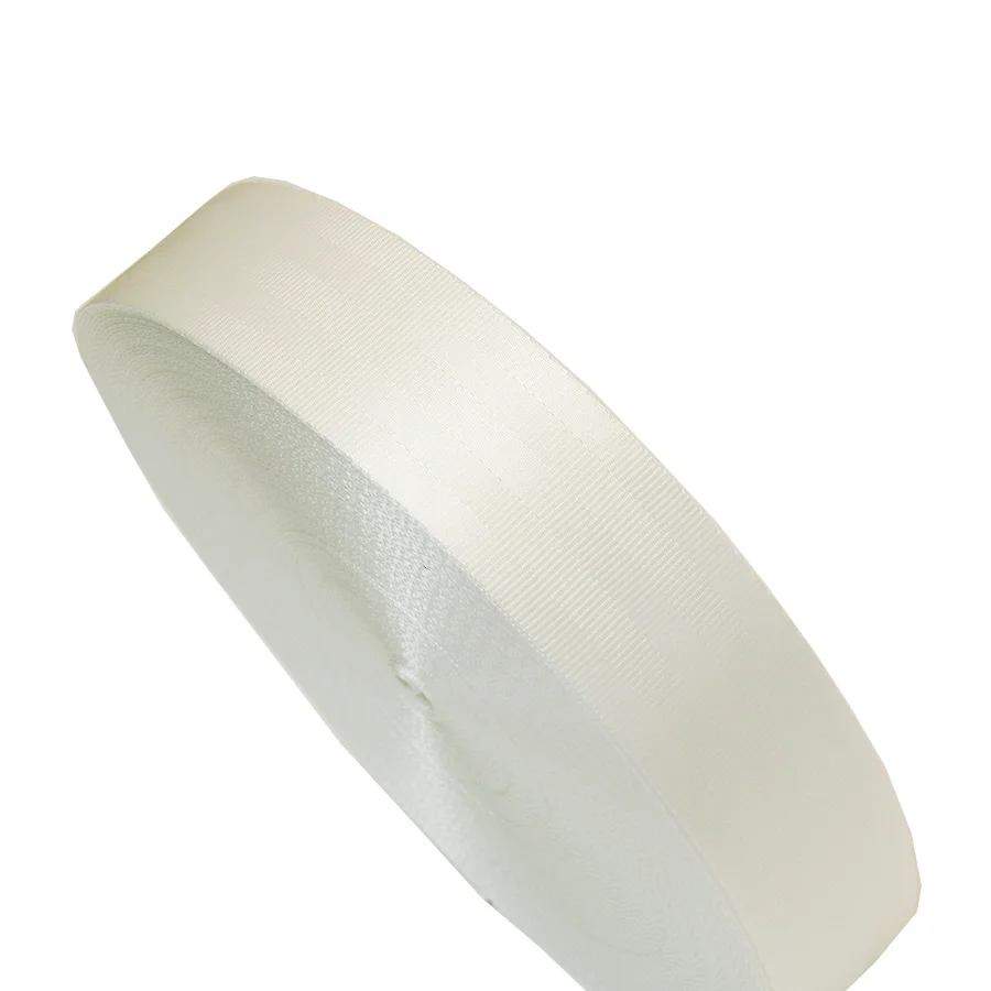 White Color High Strength Polyester Webbing For Bag Seat Belt 47mm