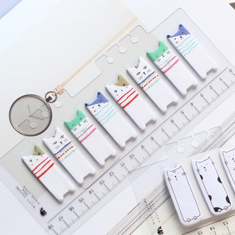 Mèo Đáng Yêu Memo Pad Với Thước Kawaii Dễ Thương Giấy Dán Ghi Chú Daliy Thêu Sò Miếng Dán Mua Sắm Kiểm Tra Danh Sách Escolar Papelaria