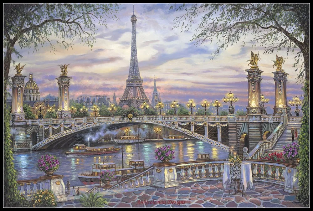 

Needlework for embroidery DIY French DMC Color High Quality - Counted Cross Stitch Kits 14 ct Oil painting - Paris Memories