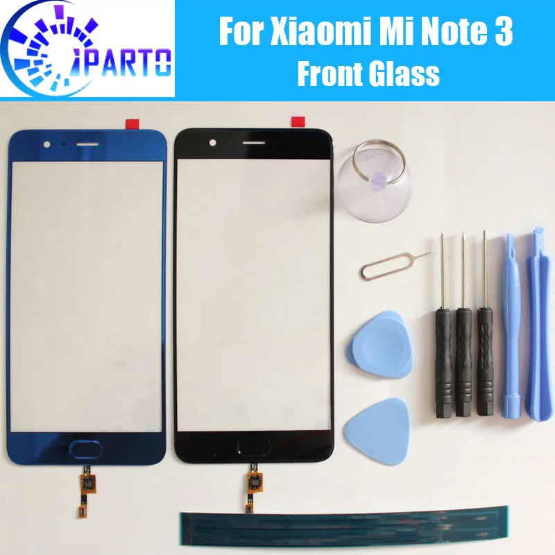 For Xiaomi Mi Note 3 Front Glass Screen Lens + Fingerprint Key 100% New Front Touch Screen Glass Outer Lens for Mi Note 3+Tools