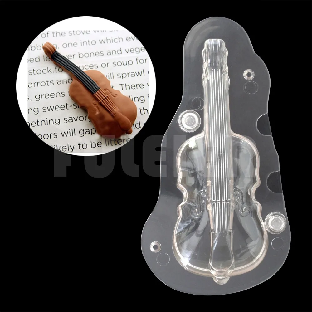 3D Violin Shape Chocolate Mold,Pastry Sweet Candy Confectionery Tools For Decorating Cakes, Plastic Chocolate Mold For Baking