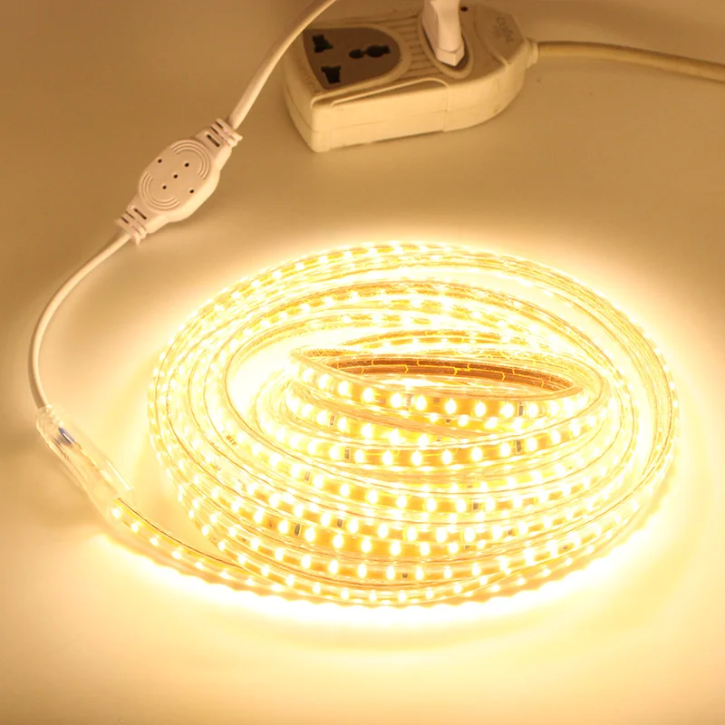 Led Strip  AC 220V SMD3014 108led/M led tape 220 IP67 Waterproof LED Light Strip EU Plug Outdoor Led strip light 10m 15m 20m