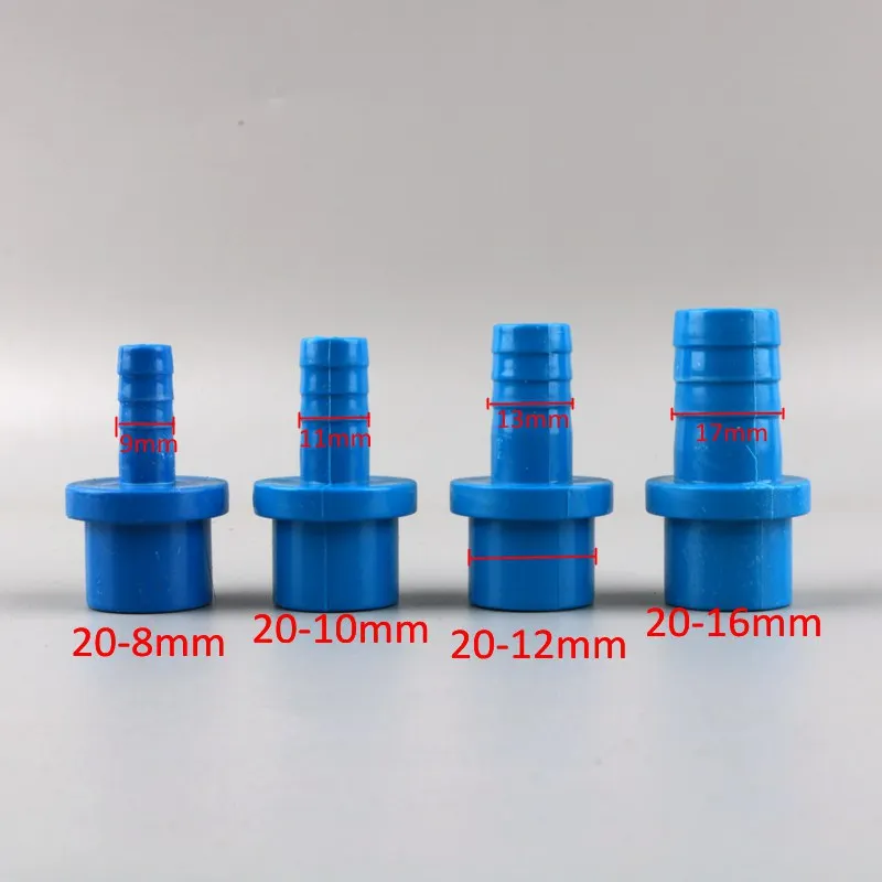 5pcs OD 20mm to 8mm 10mm 12mm 16mm Hose PVC Pipe Connector For Water Pump Joint Fish Tank Tube Adapter Garden Irrigation Parts