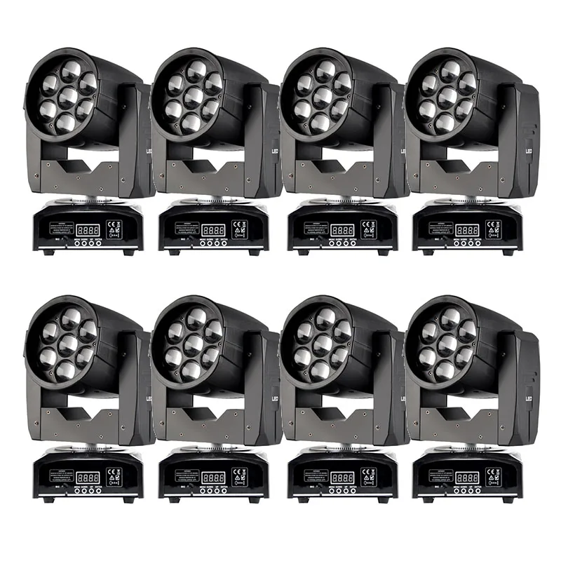 

8pcs LED Moving Head Zoom Light 16 DMX Channel 7*12W RGBW 4 IN1 Color Professional Stage DMX 7x12w Beam Light Moving Head Light