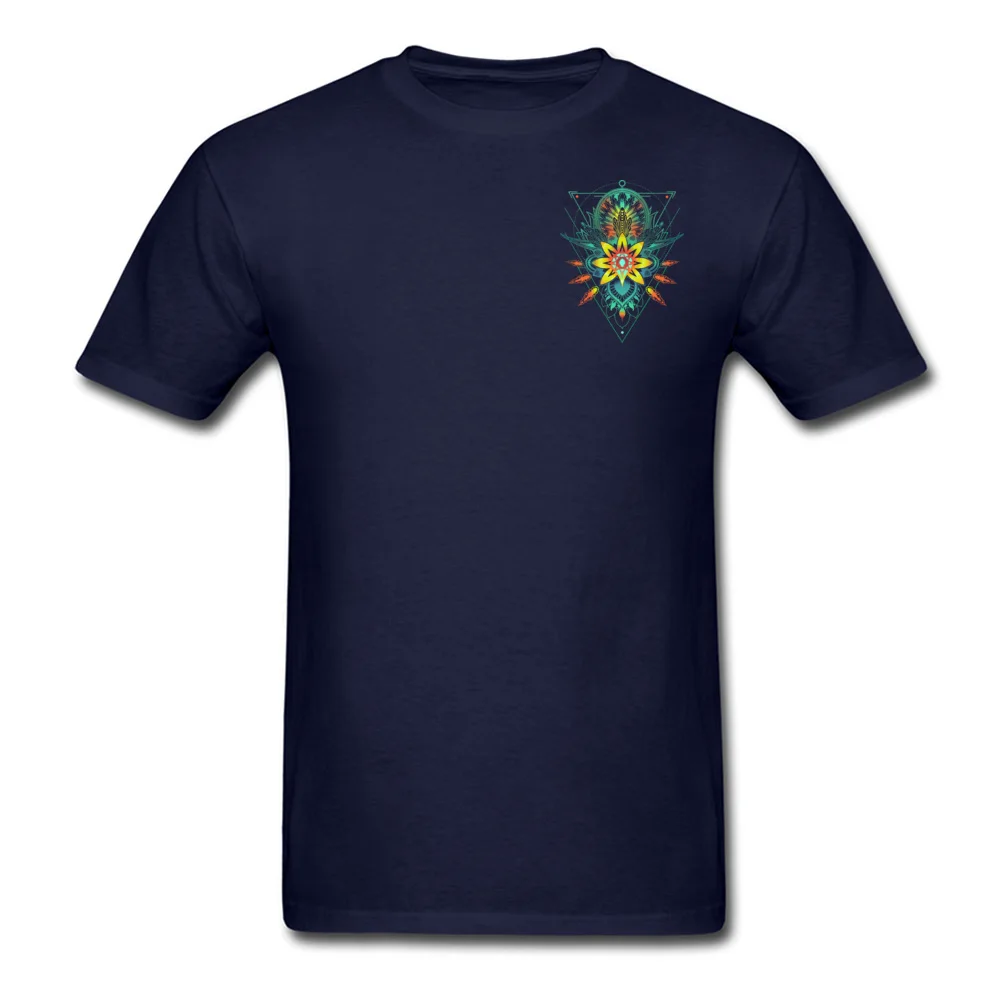 Fashion Tops T Shirt Mens Summer Tshirt Geometric Triangle Mandala Lotus Flower Blossoming T-Shirts For Man High Quality Tees