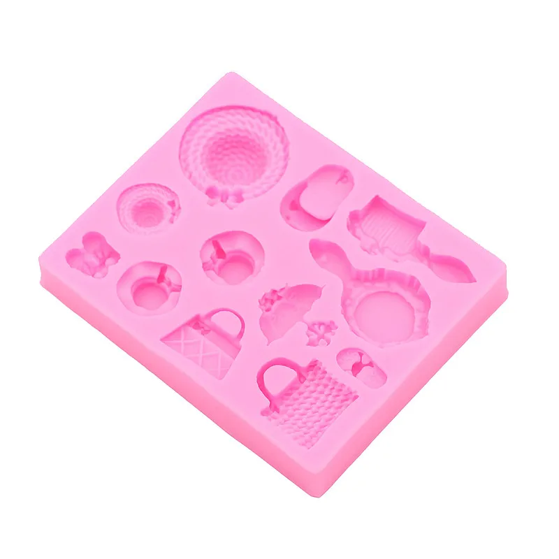 Hat bag bag combing sugar cakes silicone mold handmade chocolate baking mold cake dessert decoration gadget DIY baking mold