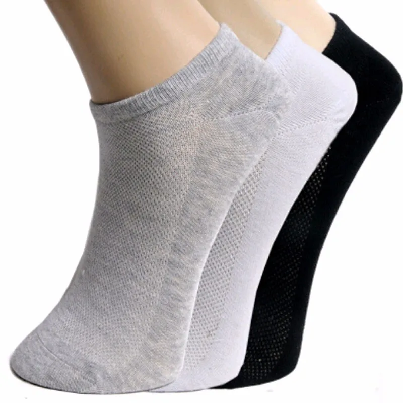 20pcs=10pair Unisex Socks Man Boy Lady Cotton Net Short Summer Calcetines Mujer White Black Grey Ankle Socks Net Hole Breathable