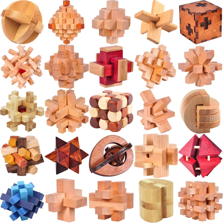 Classic Houten Puzzel Mind Brain Teasers Burr Grijpende Puzzels Game Speelgoed Voor Volwassenen Kinderen