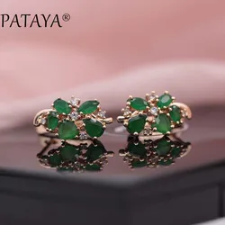 PATAYA Multi-Colored Green Natural Zirconia Earrings 585 Rose Gold Color Exclusive Design Jewelry Women Water Drop Earrings