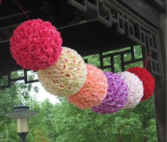 Pomo de seda de 6 pulgadas para boda, Bola de beso, flor artificial decorativa para decoración de mercado de jardín de boda