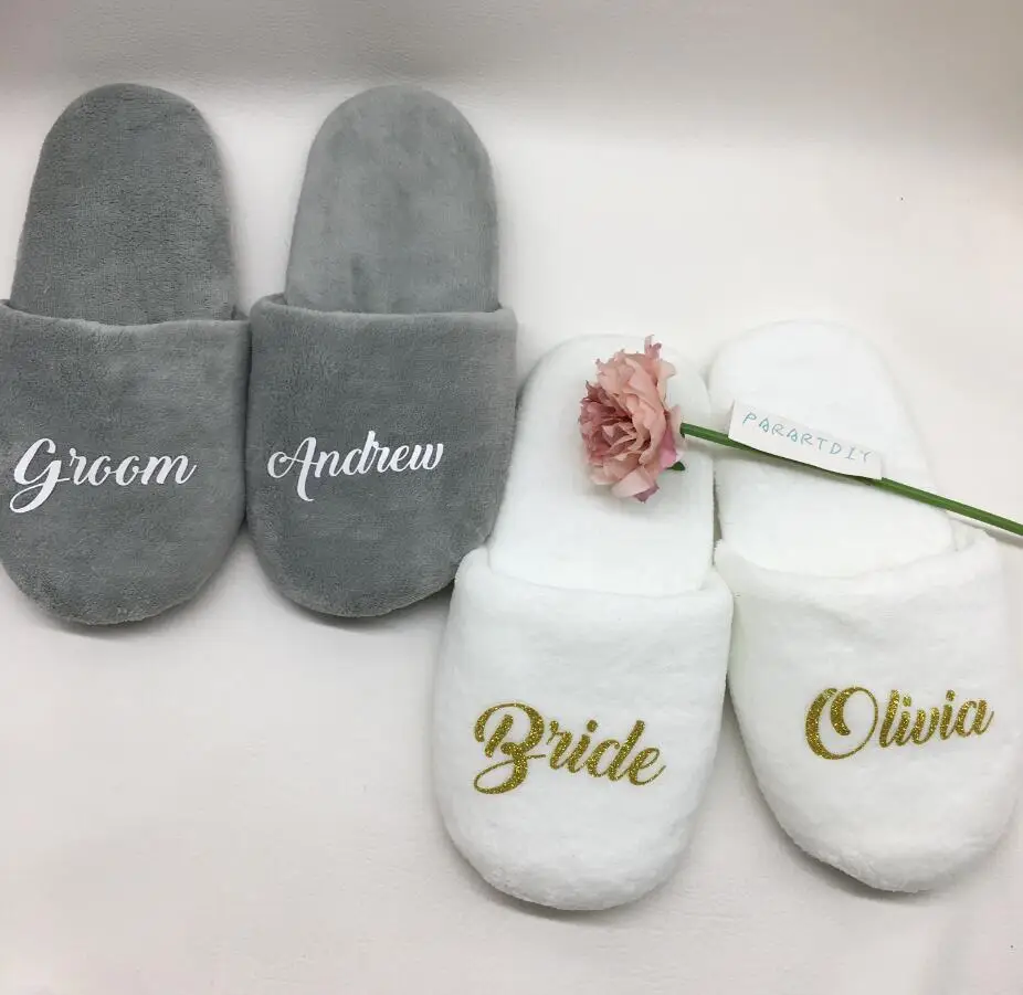 

Personalised Wedding Slippers, Custom Bride Slippers, Bridesmaid Gift, Bridal Party Slippers, Bachelorette Party Favors