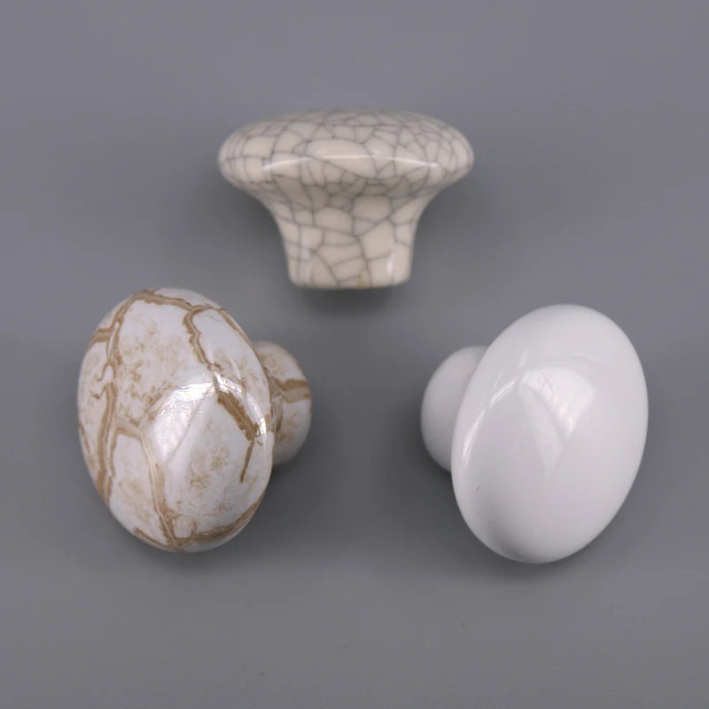 1PCS Round Ceramic Knobs used for Cabinet Doors, Drawers, Chests, Decorative Kids Room White/Crackle/Marble Knob pull Handle