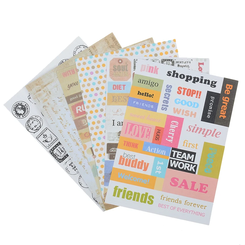 6 Pcs Vintage Words Decor Stickers Photos Decor Props Stickers For DIY Handmade Children Scrapbook Photo Album