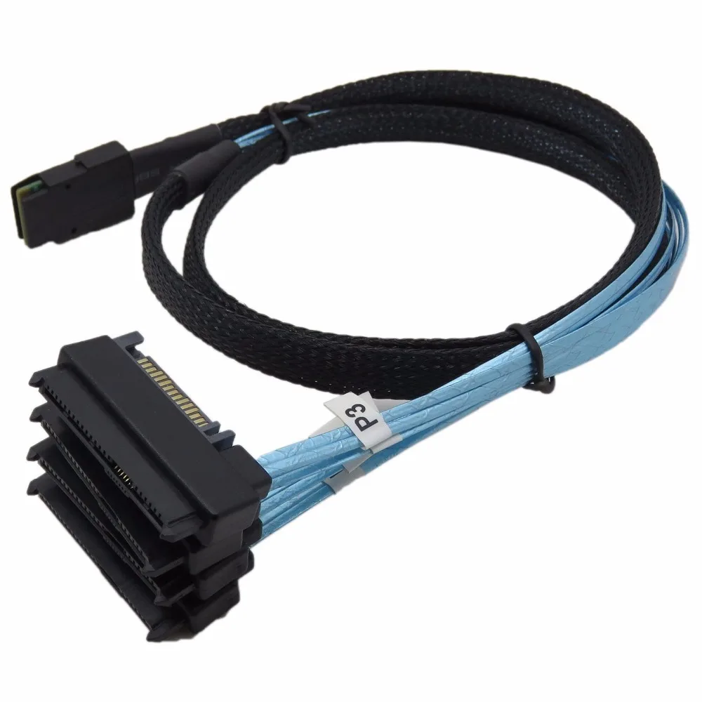 100cm Internal 36 Pin Mini SAS SFF-8087 Host to 4x SFF-8482 device SAS 29Pin Hard Disk ,Power by SATA 15pin interface