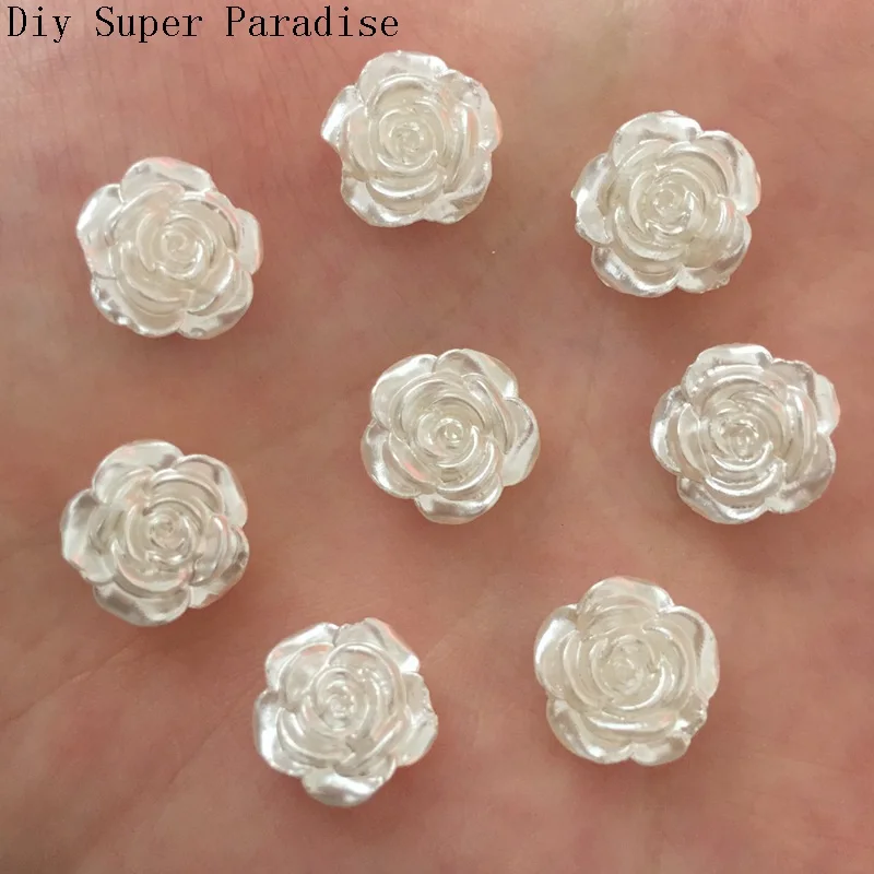 Hot 80PCS 12mm Resin Flower Flatback Stone Embellishment DIY Beads Crafts Scrapbook K479*2