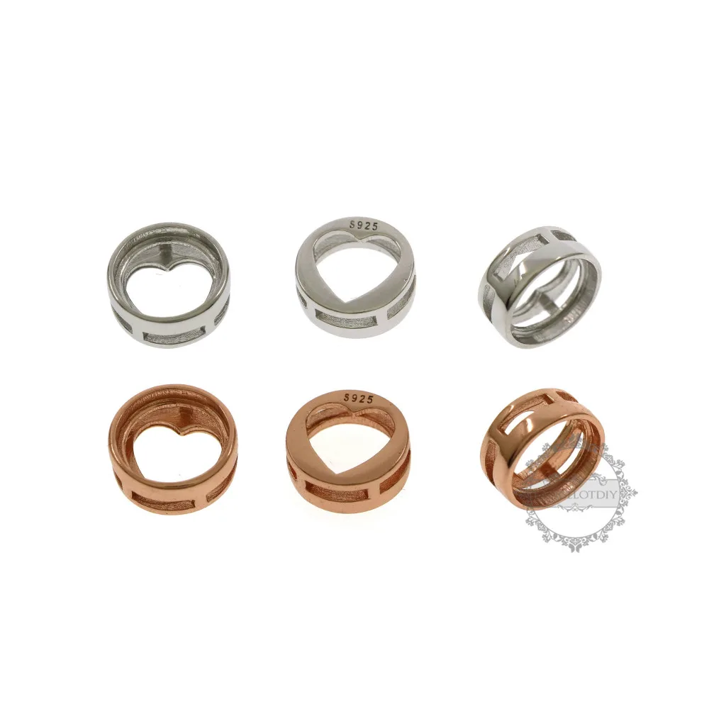 4-8mm round bezel 925 sterling silver,rose gold DIY cabochon settings tray supplies findings 1411209