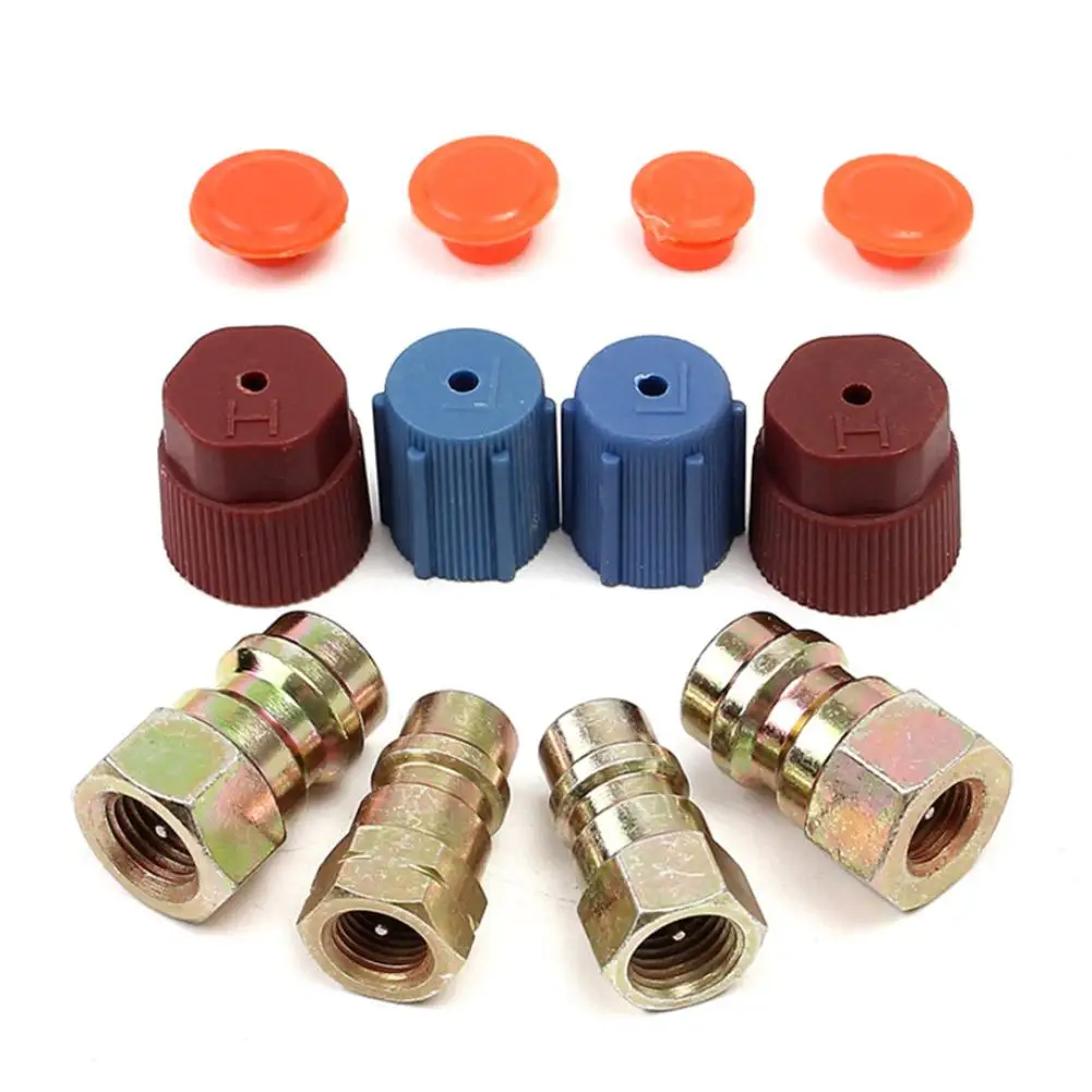 

4 Kinds A/C 3/8 7/16 Port Adapter Retrofit Quick Release R12 Port To R134a With Caps Valves Durable Quality Quick Disconnect