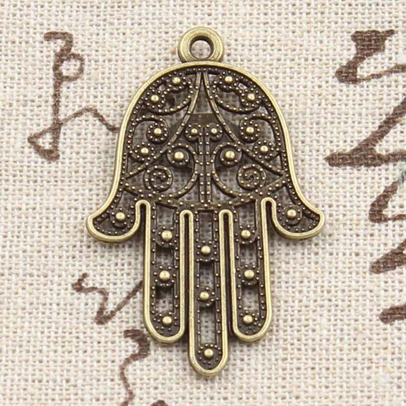 4pcs Charms Death Eye Hamsa Palm Fatima Hand 36x25mm Antique Making Pendant fit,Vintage Tibetan Bronze,DIY For Jewelry